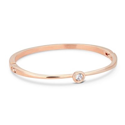 Solitaire crystal stone set rose gold bangle